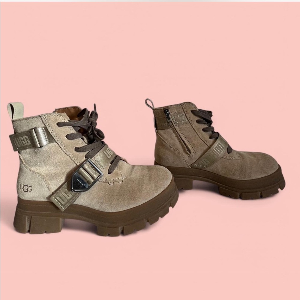 Combat style tan suede Ugg boots